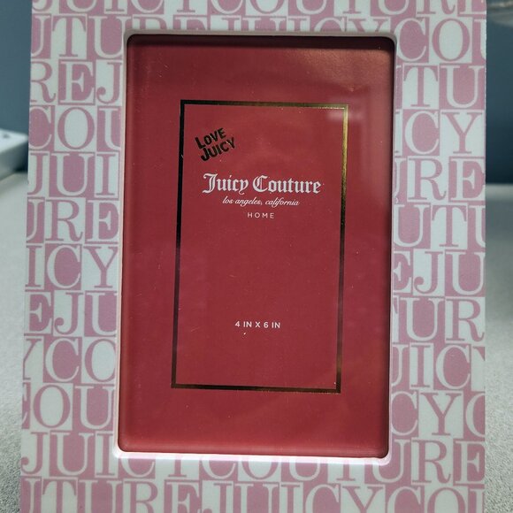 Juicy Couture Picture Frame - 4" X 6" - Pink & White Signature Print - - Picture 1 of 2